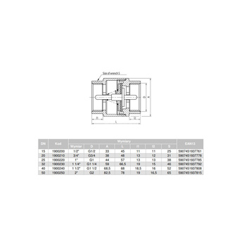 Zawór zwrotny VALVEX Tiger Plus 1 1/2'' GW PN 10 max. 120'C