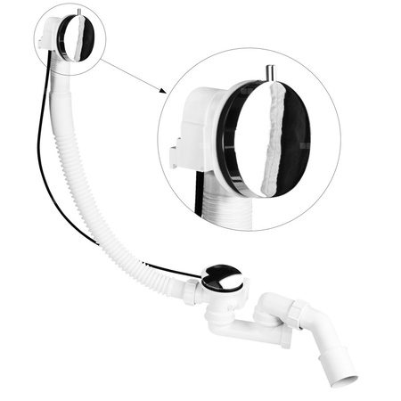 Zestaw odpływ-przelew.wannowy z odejściem 40/50mm,z mechanizmem autom. pokrętło mosiądz CHROM