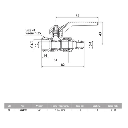 Zawór kulowy VALVEX Omni mosiądz niklowany, PN10 1/2'' GW x szybkozłączka do węża, uchwyt: dźwignia