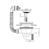 Spust zlewozmywakowy odejście poziome 11/2"x113mm z sitkiem wyciąganym ze stali nierdzewnej, przelew okrągły
