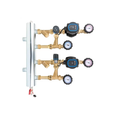 Grupa pompowa AFRISO BPS 961 AP GZ x GW 1'' x 3/4'', z zaworem mieszającym, z zaworem termostatycznym, z pompą obiegową AFRISO APH 160 15-7/130 mm