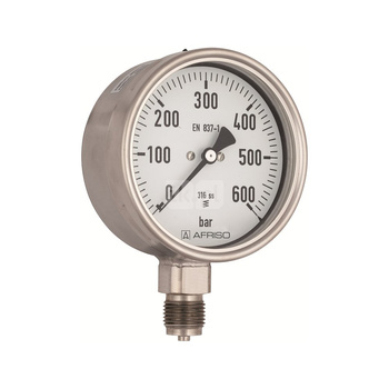 Manometr z rurką Bourdona AFRISO RF chemiczny 0/160 bar G1/2B ekscentryczne fi 160 mm, kl. 1,0%