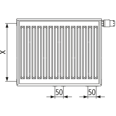 Grzejnik płytowy typ 22 KERMI X2 Profil-Vplus, prawy, z osłonami wym. 300 x 2600 mm, kolor biały, moc 2493 W