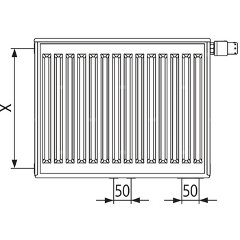 Grzejnik płytowy typ 33 KERMI X2 Profil-Vplus, prawy, z osłonami wym. 750 x 400 mm, kolor biały, moc 1058 W