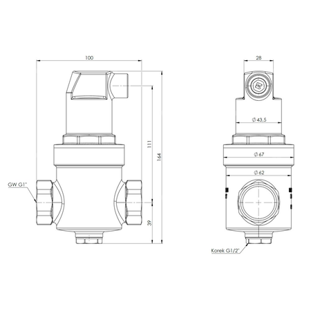 Separator powietrza AAS 280, z odpowietrznikiem automatycznym, przyłącze stałe GW G1''