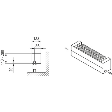 Konwektor Kermi Konvektor Typ22 BH140x122x3400mm QN2472, weiß, 6bar, m. Abd., AB Uni.