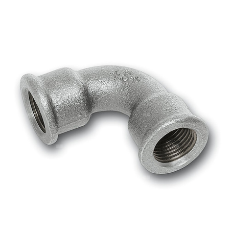 Łuk 90' SANHA 1A#, żeliwo (cynk/nikiel) (ocynk), 1 1/4'' (GW x GZ)