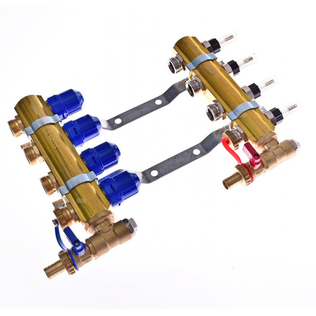 Rozdzielacz do ogrzewania podłogowego QIK Optimo MAGNET III - RMSZT-2-50-M 13-obieg. mosiądz GW 1'' x GZ 3/4'' + przepływomierz