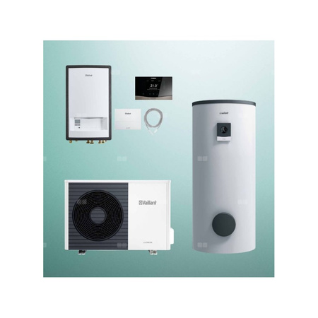 Pakiet Systemowy OZE - Pompa ciepła powietrzna powietrze-woda monoblok VAILLANT VWL 35/6A aroTHERM plus 3.6 kW 400 V + Moduł naścienny MEH 97/6 + Moduł komunikacji internetowej VR 940f + Zasobnik c.w.u. VIH RW 300/3BR + Regulator sensoCOMFORT VRC 720