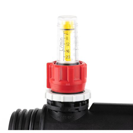 Dwa obiegi rozdzielacza ProCalida IN 1 1/2'', rozstaw 100 mm, G1'', rotametry 4÷20 l/min