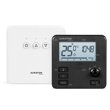AURATON Libra SET (wersja czarna) - Tygodniowy, bezprzewodowy regulator temperatury ze sterownikiem urządzenia grzewczego (zestaw)