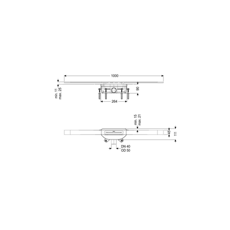 Linearis Infinity 90 Syfon z zamknięciem wodnym 50 mm, Szczotkowana powierzchnia - miedź, 1000 mm