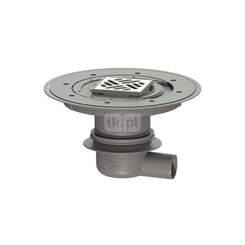 Wpust Classic DN50, odpł. boczny z nasadką Variofix i kratką nierdz. 95x95