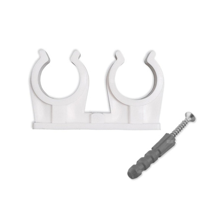 Uchwyt podwójny do rur ze śrubą i kołkiem 28 ( 1 op. 50 szt. ) 