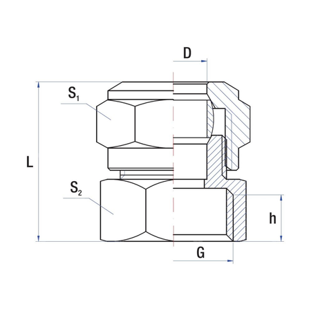 Złącze dwójnik proste RUMET zaciskowe FI 18 x GW 3/4 mosiądz