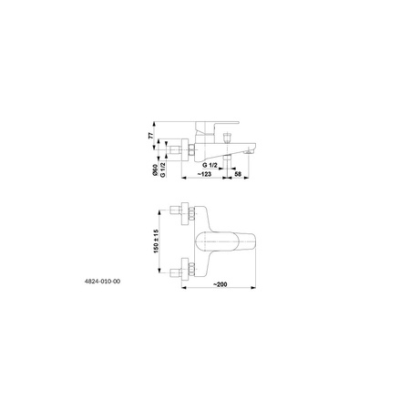 Bateria wannowa ścienna KFA Armatura HALIT, kolor chrom