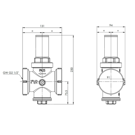 Standardowy reduktor ciśnienia wody BPR 407, GW G2 1/2'', 1 ÷ 5,5 bar