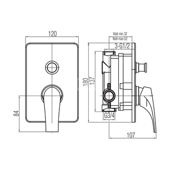 SIGMA Bateria wannowo-natryskowa podtynkowa