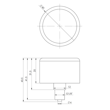 Manometr z rurką Bourdona AFRISO RF standardowy 0/6 bar G1/8B aksjalne fi 40 mm, kl. 1.6%