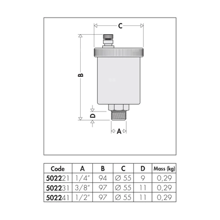 VALCAL - Automatyczny zawór odpowietrzający 1/4" GZ