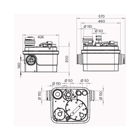 SANICUBIC 1 WP NM - Rozdrabniacz publiczny (kilka WC, łazienek, IP68)
