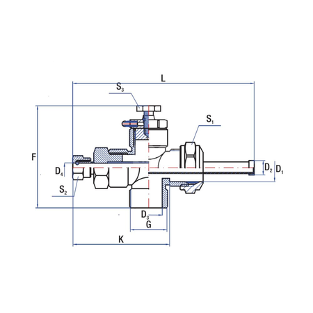 Złącze krzyżowe RUMET z tuleją zanurzeniową Mosiądz 3/4'' x 22 mm (GZ)