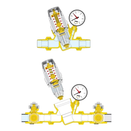 Automatyczny zawór do napełniania instalacji 1/2'' z przyłączem manometru 1/4'' GW