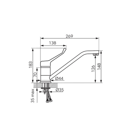 Bateria zlewozmywakowa stojąca FERRO ALGEO MEDICO, kolor chrom