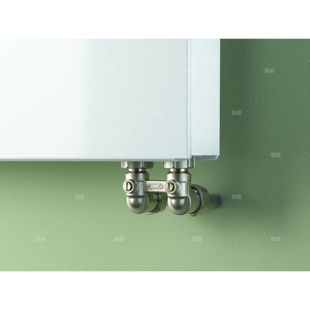 Grzejnik płytowy typ 11 KERMI Plan-V, lewy, z osłoną wym. 405 x 1305 mm, kolor biały, moc 808 W