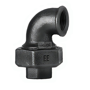 Śrubunek kątowy ODLEWNIA ZAWIERCIE 95oru żeliwo (czarne) 3/8'' (GW), z uszczelką