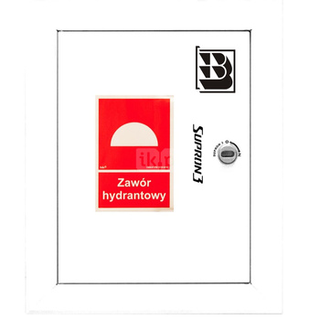 Zawór hydrantowy pożarowy typ ZH-52 wraz z obudową. Obudowa 400 wnękowa. Znak B, zamek OTS, kolor RAL 9003