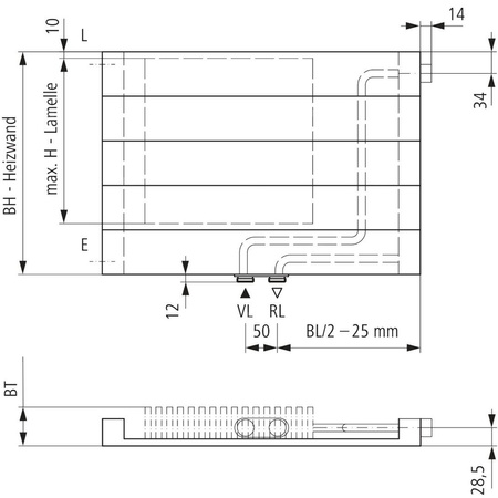 Kermi ściana grzewcza HHV11 770x61x4800 pozioma,RAL9016,6bar,bez osł.,prawa,L540