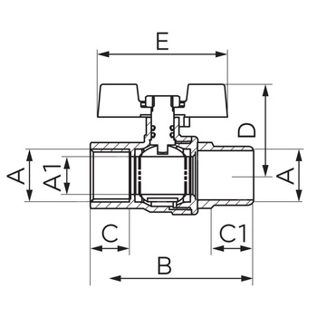 Zawór kulowy gazowy 3/4" GW- GZ typ 61 z motylkiem