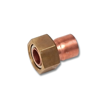 Półśrubunek SANHA 5240G dwuczęściowy, Cu, 15 mm x 3/4'' (lut wewnętrzny x GW)