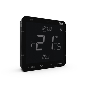 Przewodowy bateryjny natynkowy regulator pokojowy dwustanowy (panel przedni ze szkła) czarny, model T-3.1