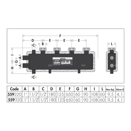 SEPCOLL 2 Rozdzielacz ze sprzęgłem hydraulicznym do instalacji grzewczych i chłodniczych, 125 mm