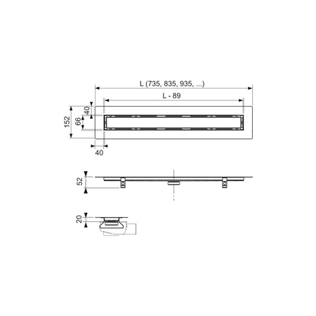 TECEdrainline - Rynna prosta do kamienia naturalnego 900 mm