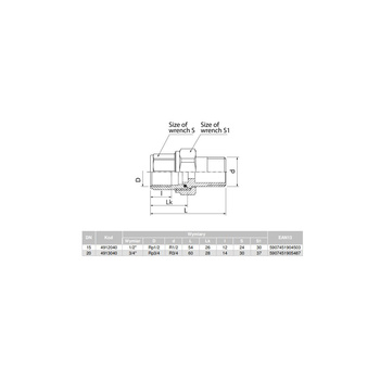 Złączka (śrubunek) prosta niklowana z oringiem (wersja długa) VALVEX Twist, 1/2'' (GZ x GW)