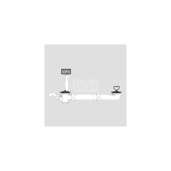 Zestaw odpływowo-przelewowy dwukomorowy z przyłączem AGD, małe sitko, przelew