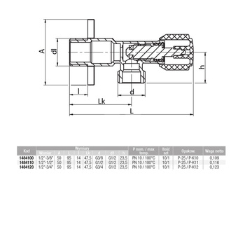 Zawór wodny VALVEX Proff GZ 1/2'' x GZ 3/8''