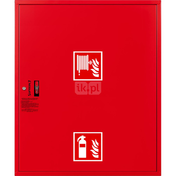 Hydrant DN 25 FIT zawieszany z miejscem na gaśnice pod zwijadłem, wąż 30 m, zamek patent, RAL 3000