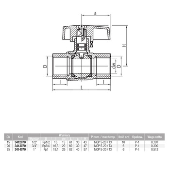 Kurek kulowy do gazu nikl z mot. alum. (MAI) ORION (wersja N-N) 3/4