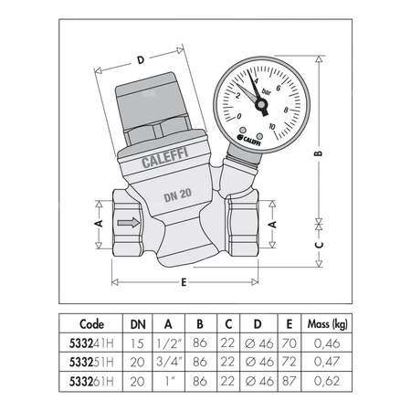 Regulator ciśnienia – wersja skośna, z manometrem 1/2" praca w wysokiej temperaturze