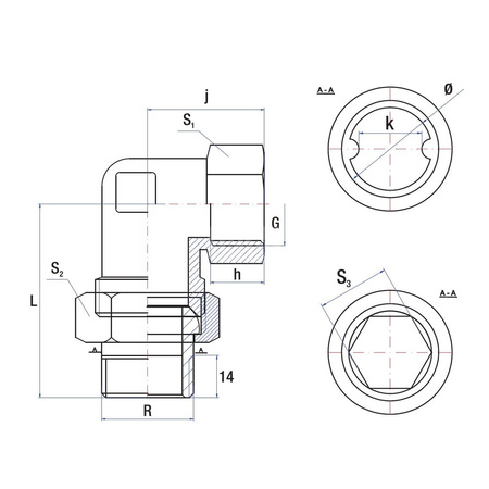 Śrubunek kątowy 90' RUMET mosiądz 1 1/2'' x 1 1/2'' (gw x gz)