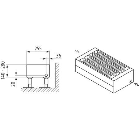 Konwektor Kermi Konvektor Typ54 BH140x255x3000mm QN4458, weiß, 6bar, m. Abd., AB Uni.
