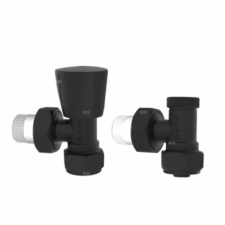 Zawór grzejnikowy ARCO TEIDE PLUS kątowy (kąt prosty), połączenie 1/2'' x 16 czarny