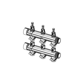 TECEfloor kompletny moduł rozdzielacza ogrzewania przemysłowego, zawierający powrót i zasilanie, 3-sekcyjny