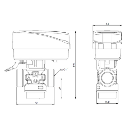 Zawór trójdrożny AFRISO AZV 643 mosiądz, średnica DN 20 gwinty zewnętrzne silnik elektryczny