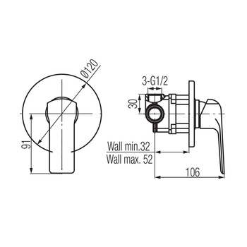 AURORA Bateria natryskowa podtynkowa