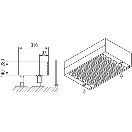 Konwektor Kermi Kon m. Str. Typ55 BH70x316x1100mm QN1207, weiß, 6bar, m. Abd, AB 12
